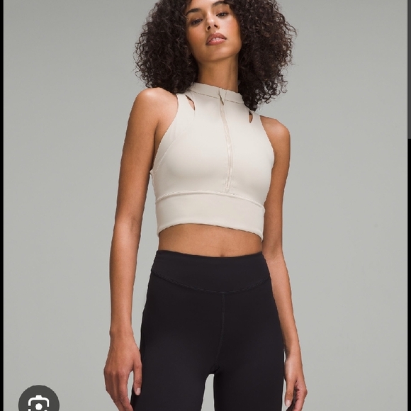 lululemon athletica Beige High-Neck Crop Top - Picture 1 of 12